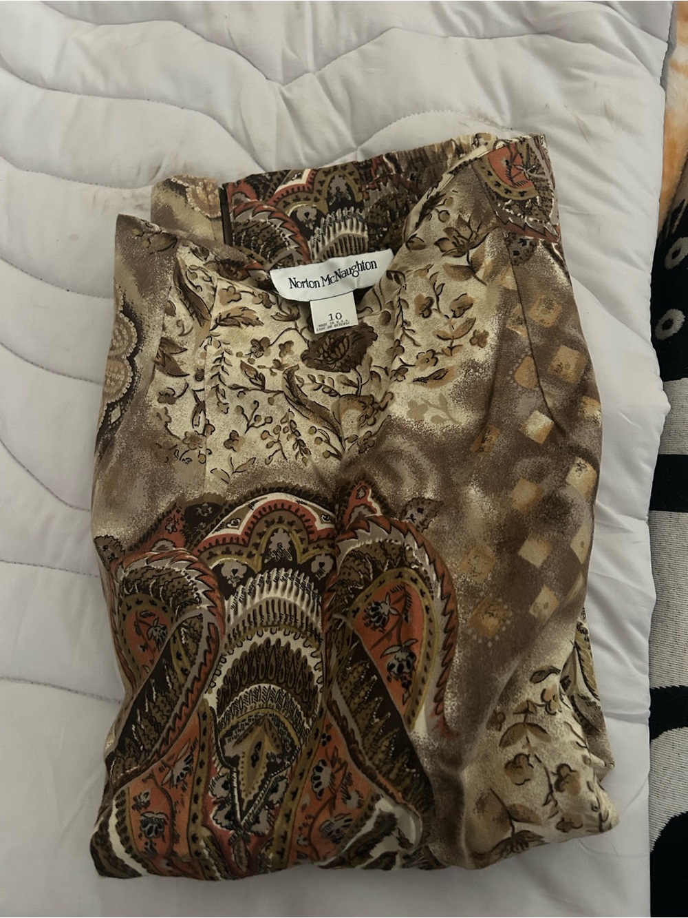 Norton McNaughton Paisley Midi Skirt in Brown, Tan & Rust